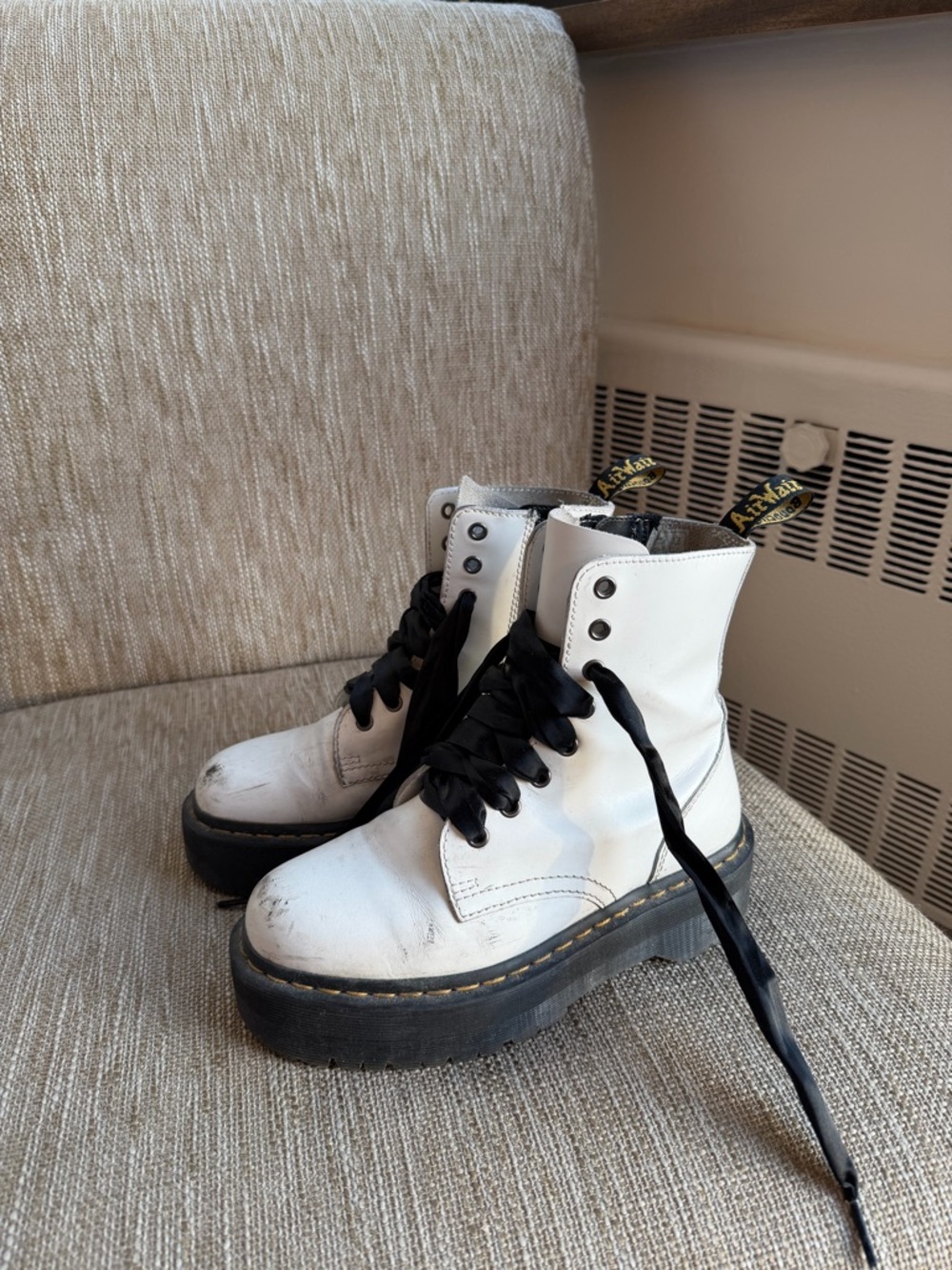 Dr. Martens White Platform Leather Lace-Up Boots - EU 38